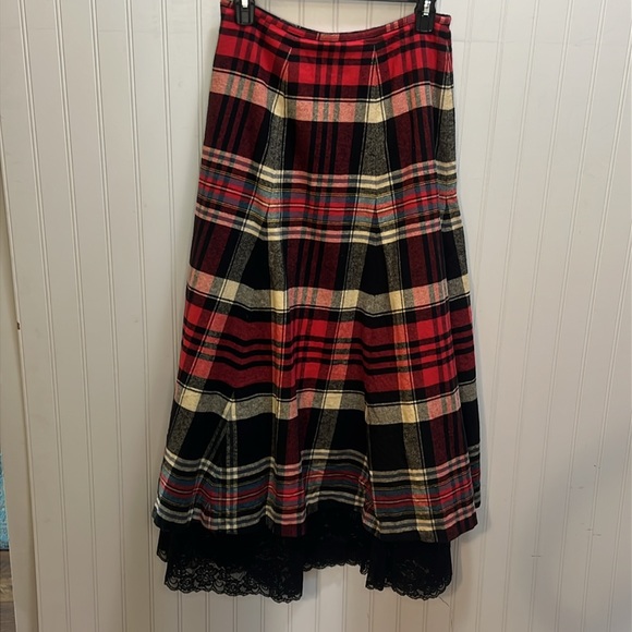 J Peterman Flannel and Lace Maxi Skirt Size 4 - Picture 4 of 12